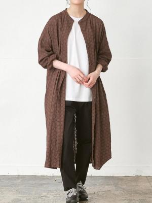 バンドカラーワンピース　綿サークルレース