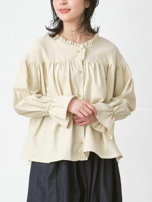 フリル襟&袖フレアブラウス 細畝コーデュロイ