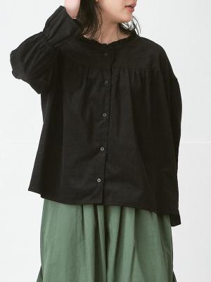 フリル襟&袖フレアブラウス 細畝コーデュロイ