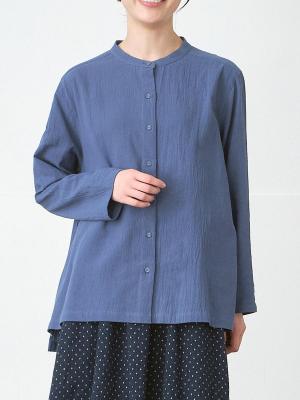 バンドカラーブラウス オックスコットン