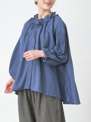 フリル襟ブラウス オックスコットン