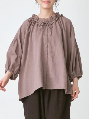 フリル襟ブラウス オックスコットン