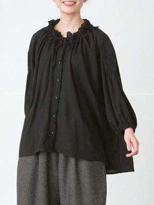 フリル襟ブラウス オックスコットン