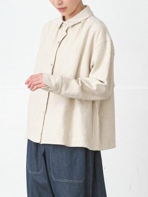ギャザーフレアブラウス リネンコットン