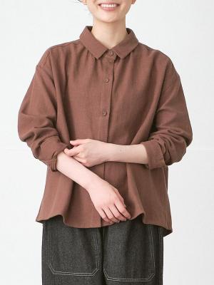 ギャザーフレアブラウス リネンコットン