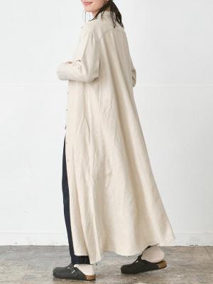 シャツワンピース リネンコットン