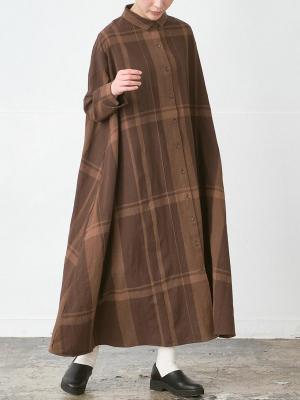 シャツワンピース コットンリネンビッグチェック