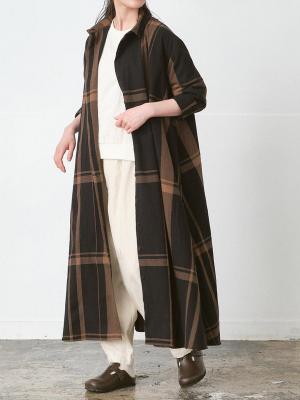 シャツワンピース コットンリネンビッグチェック