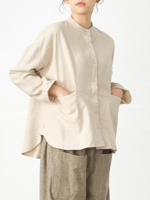 バンドカラーブラウス　コットンネル