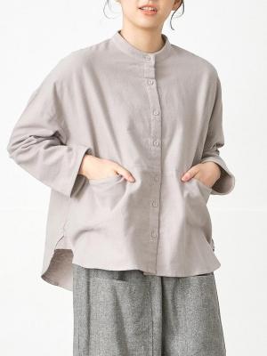 バンドカラーブラウス　コットンネル