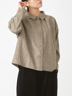 フレアシャツジャケット ウール混へリンボン