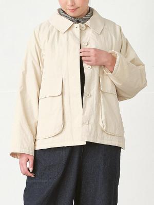 立体ポケットショートコート　コットン混ワッシャー