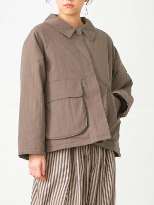 立体ポケットショートコート　コットン混ワッシャー