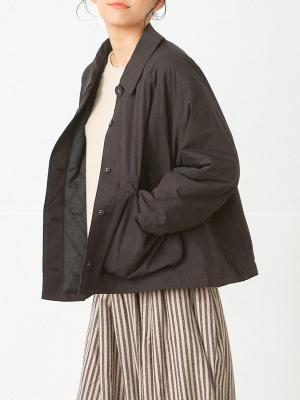 立体ポケットショートコート コットン混ワッシャー