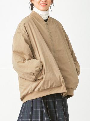 ダブルジップMA-1ブルゾン　コットン混ワッシャー