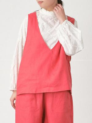 深Ｖネックベスト　リネンオックス