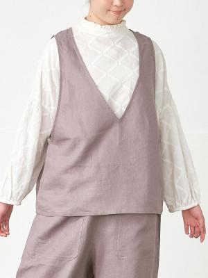 深Ｖネックベスト　リネンオックス