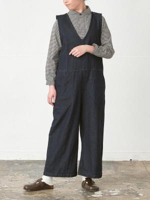 サロペット　コットン混デニム