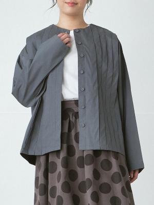 タックシャツジャケット　綿オックスストレッチ