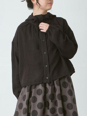 フードジャケット　綿ダブルガーゼストライプ