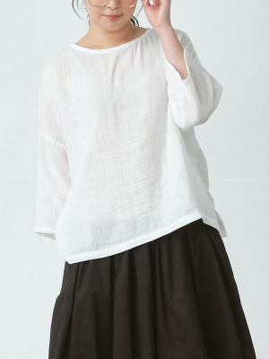プルオーバーブラウス　綿ダブルガーゼ