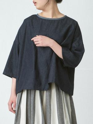 配色プルオーバーブラウス 4.5オンスデニム