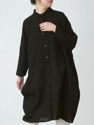 コクーンチュニックシャツ 綿ガーゼワッシャー