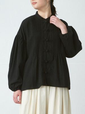 チャイナボタンブラウス 綿オックスワッシャー