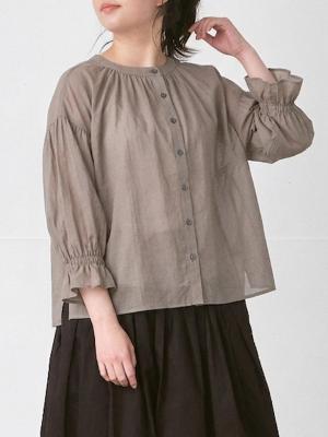 ２WAYフリルブラウス　コットン混キャッチワッシャー