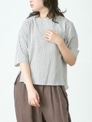 プルオーバーブラウス　綿ペンシルストライプ
