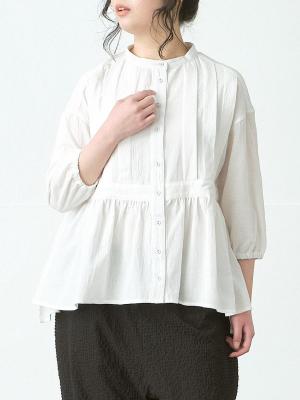 フロントタック切り替えブラウス　綿ワッシャー