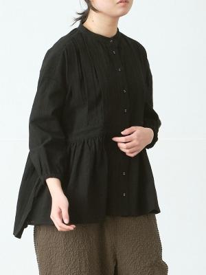 フロントタック切り替えブラウス　綿ワッシャー