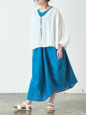 アシンメトリーワンピース　リネンコットン