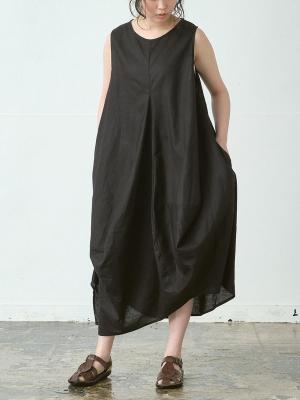 アシンメトリーワンピース　リネンコットン