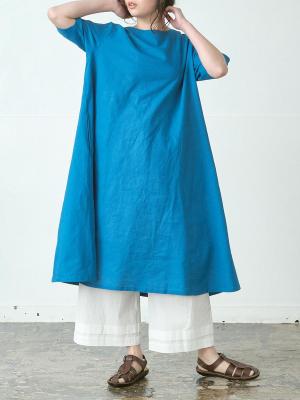 Aラインワンピース　リネンコットン　【着丈選べる】