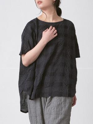 前後差プルオーバーブラウス　コットンコードチェック　