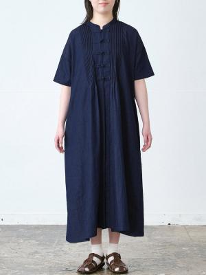 チャイナボタンワンピース　4.5オンスデニム
