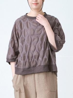 リブプルオーバーブラウス　綿オパールドット