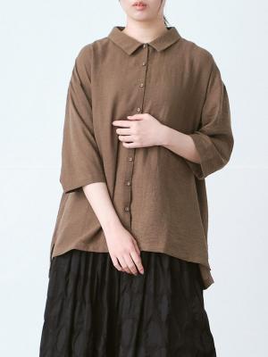 襟つきワイドブラウス リヨセルオックス