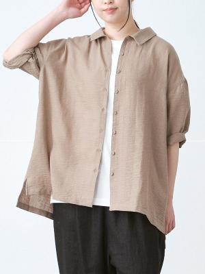 襟つきワイドブラウス　リヨセルオックス