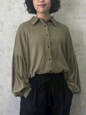 ボリューム袖ブラウス　綿スラブジョーゼット