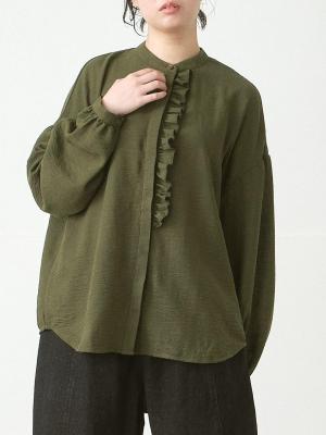 フロントフリルブラウス リヨセルワッシャー