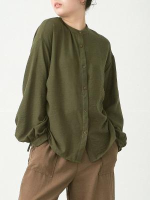 サイドドロストブラウス　リヨセルワッシャー