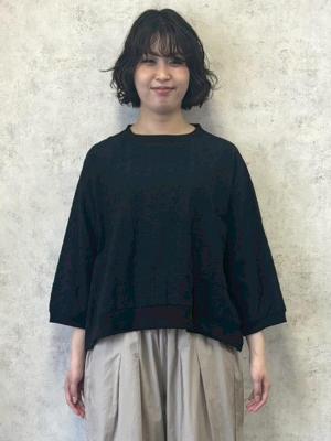 リブプルオーバーブラウス　綿オーバーレース