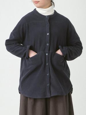 バンドカラーシャツジャケット　フェイクウール