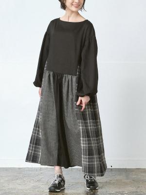 異素材フレアワンピース | Patro'n et D*g*ｙ