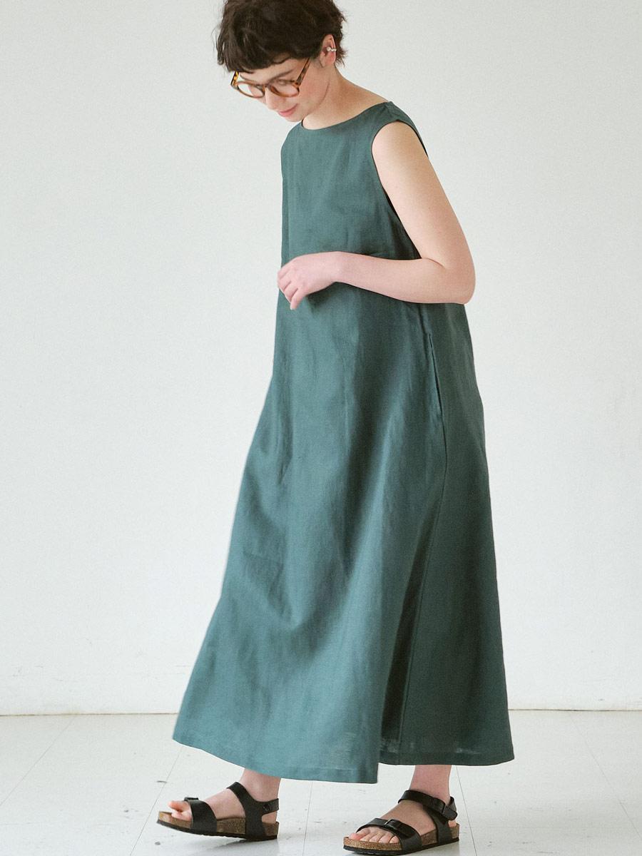 ノースリーブaラインワンピース リネンオックス Opノースリーブ 公式 D G Y Online Store ディージーワイ オンラインストア