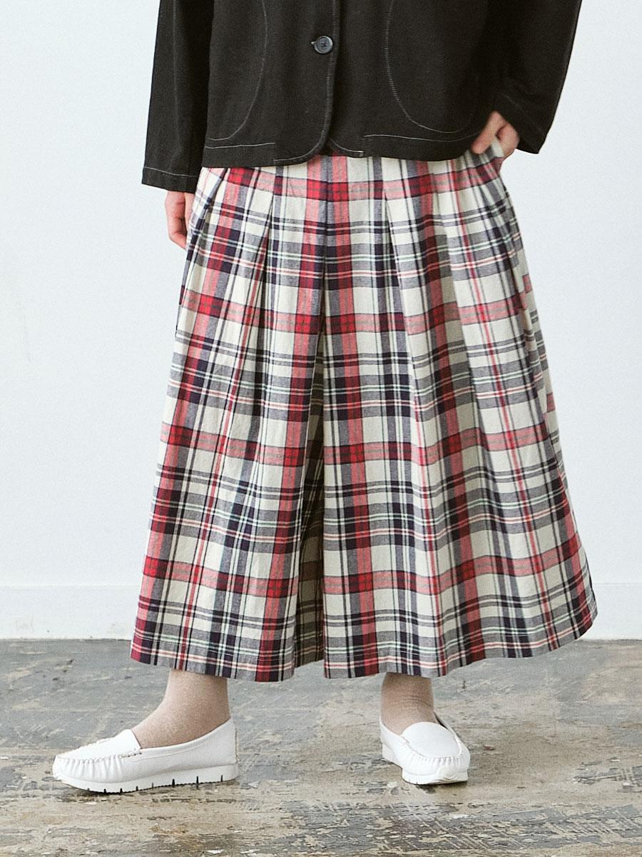 美品【DAKS ダックスロンドン】ハウスチェック柄 ガウチョパンツ プリーツ 美品【DAKS ダックスロンドン】ハウスチェック柄 ガウチョパンツ
