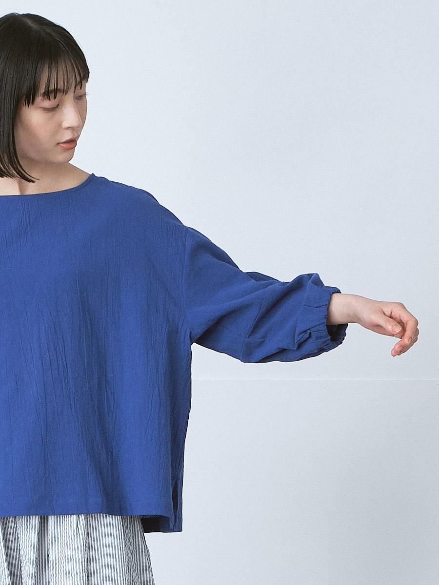 ★タグ付き★PLAIN PEOPLE ネイビー 長ブラウス 9号 バルーン袖 ☆タグ付き☆PLAIN PEOPLE ネイビー 長ブラウス 9号 バルーン袖