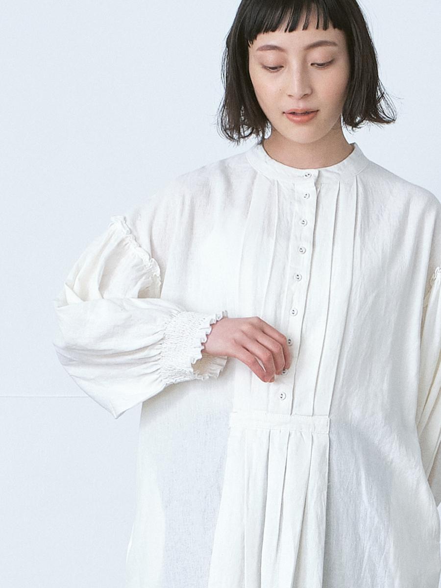 バンドカラーチュニックワンピース L/Rオックス | OPナガソデ